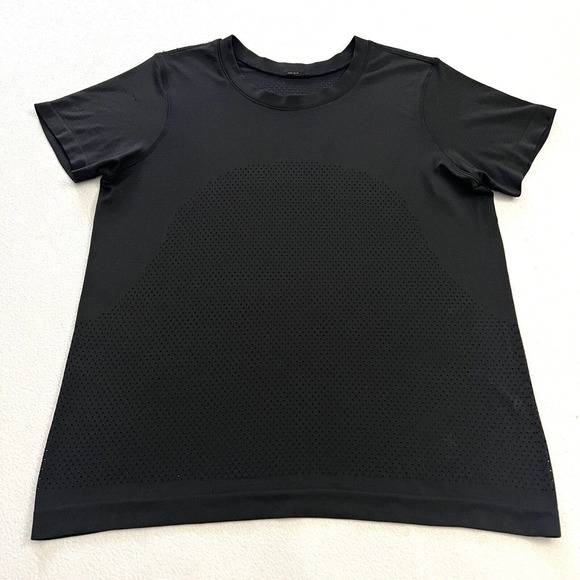 Lululemon Women Black Breeze By Short Sleeve Perforated Vented Seamless Top 8 - Picture 2 of 9